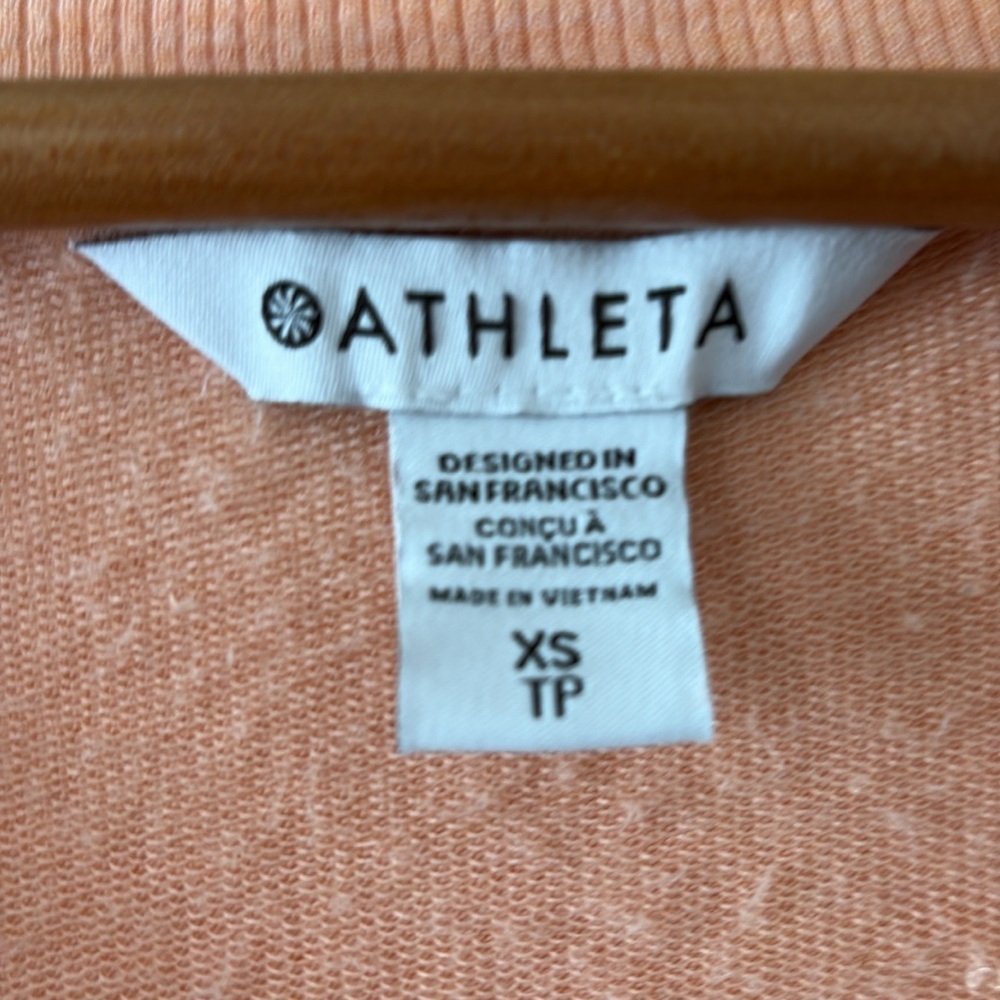 Athleta Sunrise V-Neck Sweatshirt Long‎ Sleeve Peach Heather Size XS - Picture 4 of 12